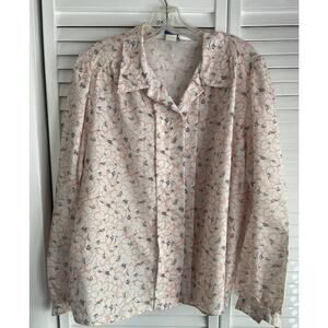 Vintage Cape Cod Dogwood Flower Blouse | Sz L | Paper Tag | Made in the USA